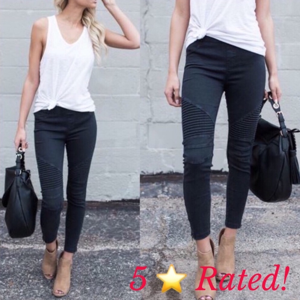 Black Moto Jegging With Ankle Zipper
